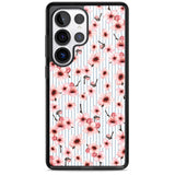 Cherry Blossoms on Blue Stripes Pattern