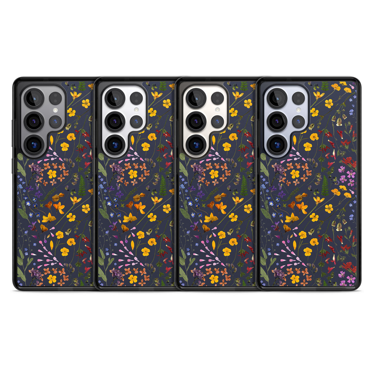 Wildflower & Leaves Cluster Design - Navy