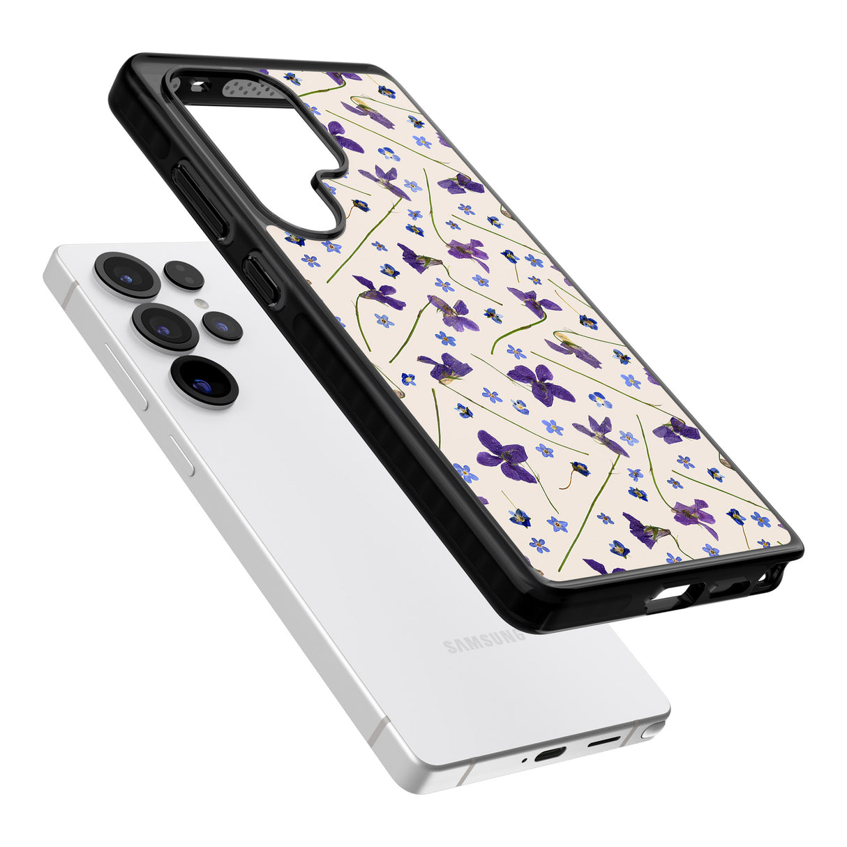 Violet Floral Pattern Design - Cream