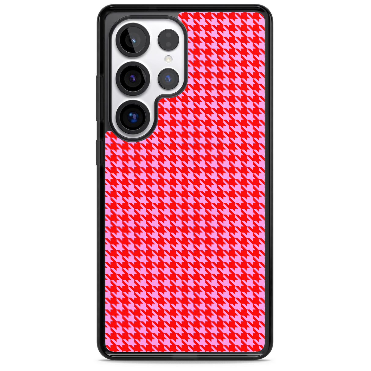 Neon Pink & Red Houndstooth Pattern