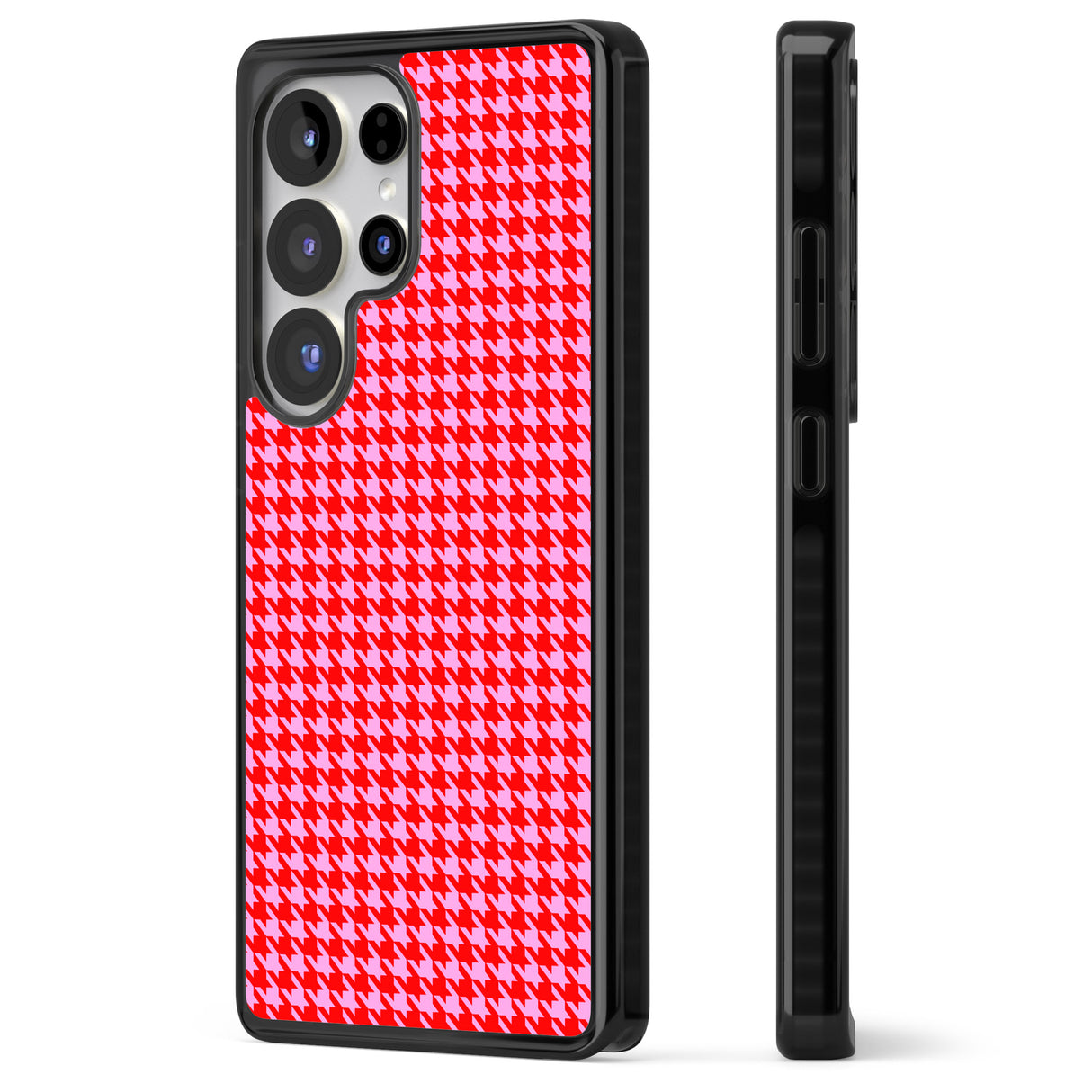 Neon Pink & Red Houndstooth Pattern