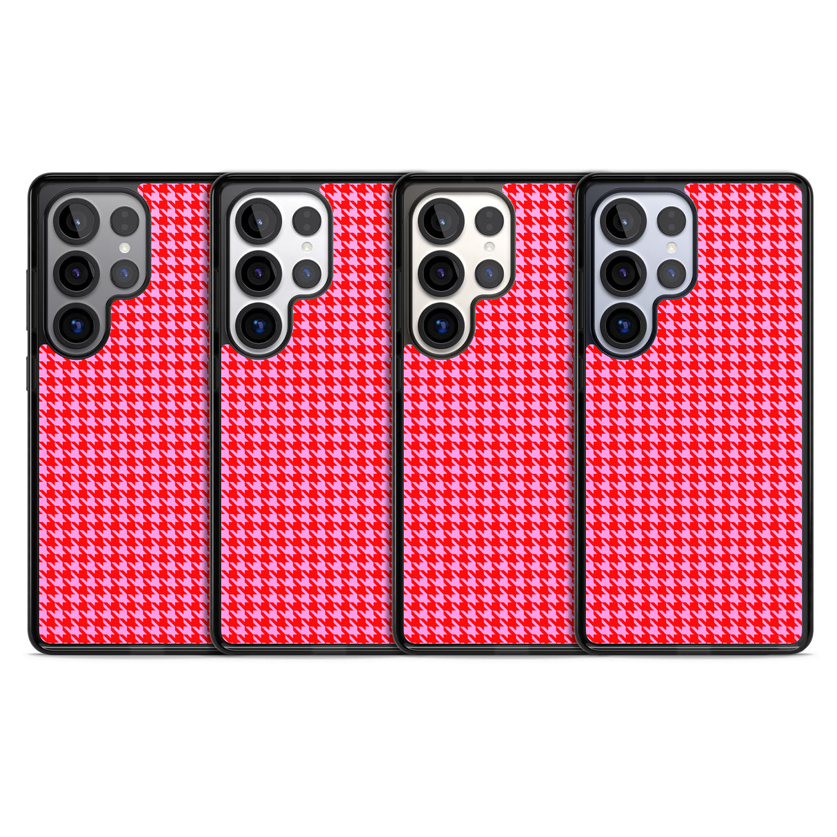 Neon Pink & Red Houndstooth Pattern