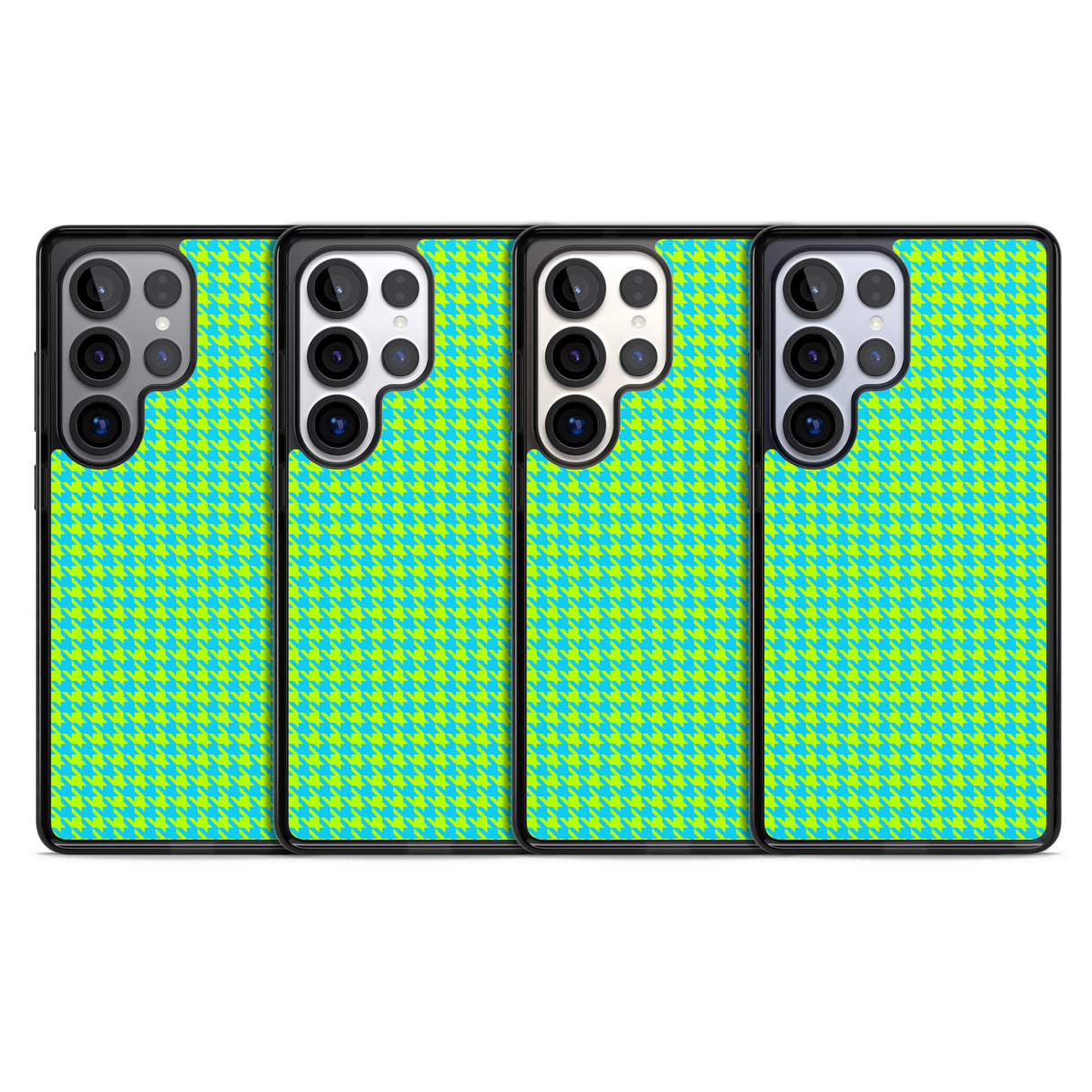 Neon Lime & Turquoise Houndstooth Pattern