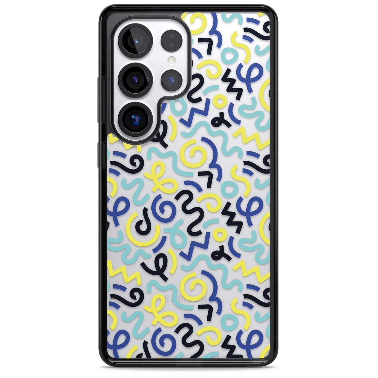 Blue & Yellow Shapes Memphis Retro Pattern Design