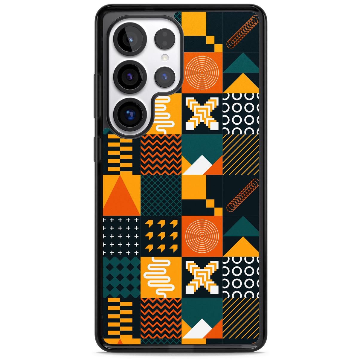 Funky Geometric Patterns: Orange & Dark Green