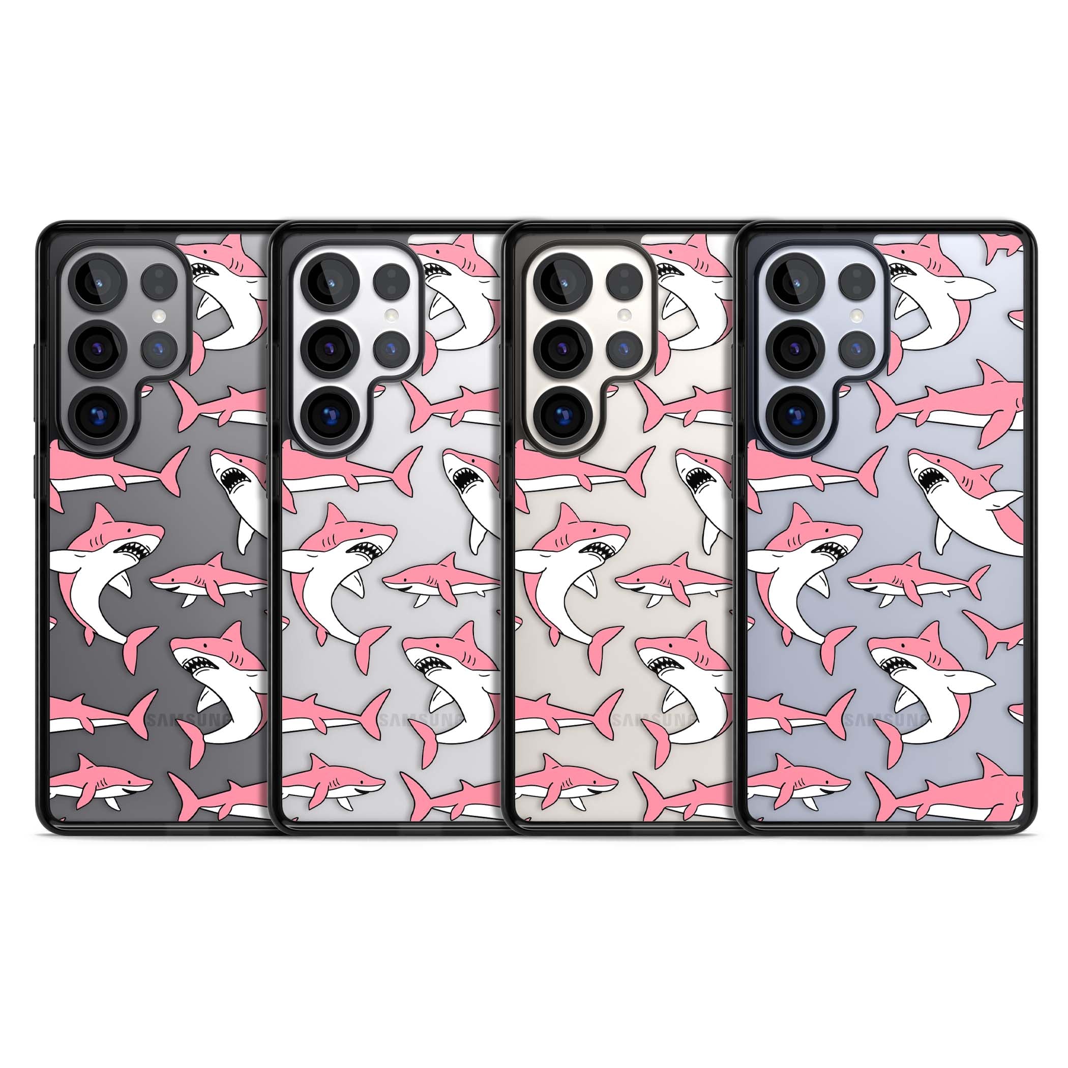 Bubblegum Sharks for her iPhone case | Black Impact case for Samsung Galaxy S25 Ultra
