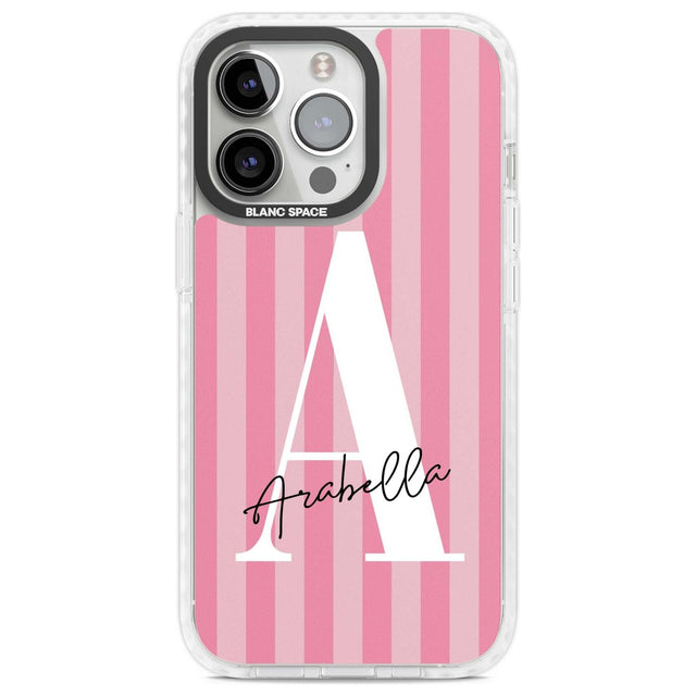 Personalised Pink on Pink Stripes Custom Phone Case iPhone 15 Pro Max / Magsafe Impact Case,iPhone 15 Plus / Magsafe Impact Case,iPhone 15 Pro / Magsafe Impact Case,iPhone 15 / Magsafe Impact Case Blanc Space