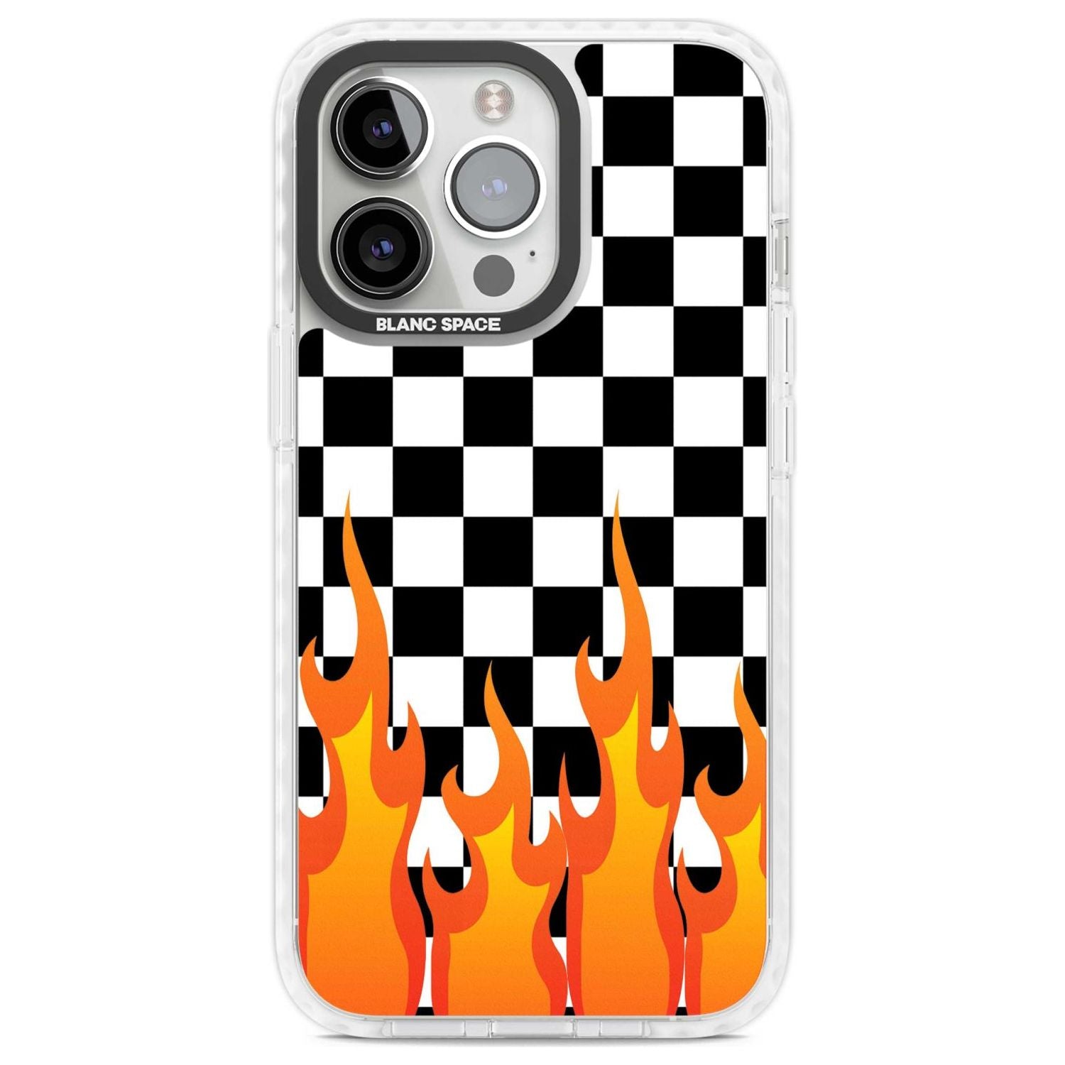 Checkered Fire Phone Case iPhone 15 Pro Max / Magsafe Impact Case,iPhone 15 Plus / Magsafe Impact Case,iPhone 15 Pro / Magsafe Impact Case,iPhone 15 / Magsafe Impact Case Blanc Space