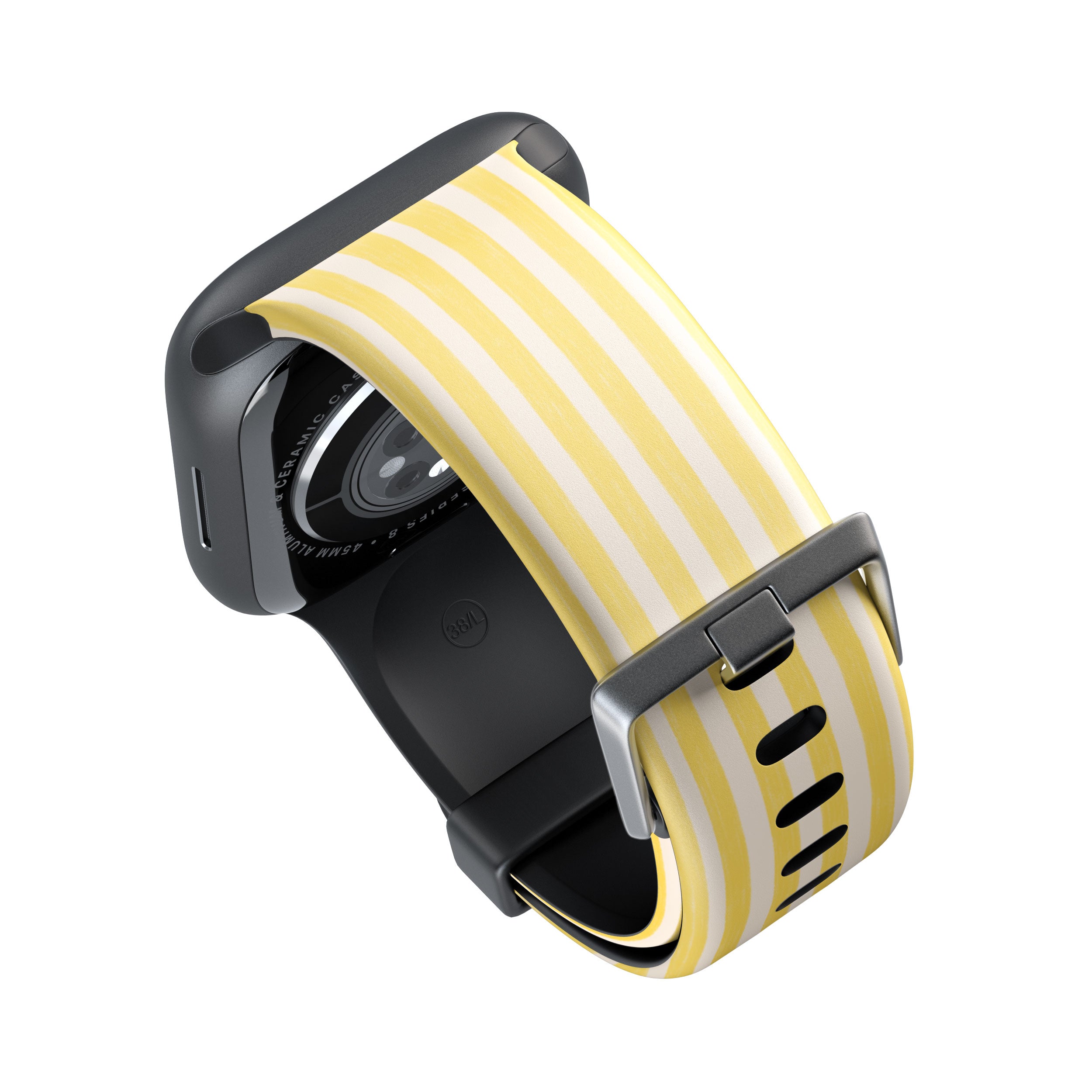 Yellow & White Striped Apple Watch Strap - 38mm / 40mm / 41mm