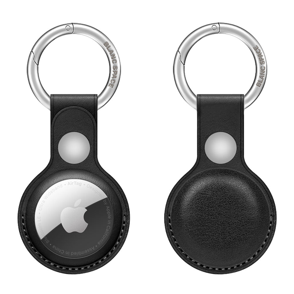 AirTag Leather Key Ring Holder Airtag Holder Midnight Black Blanc Space
