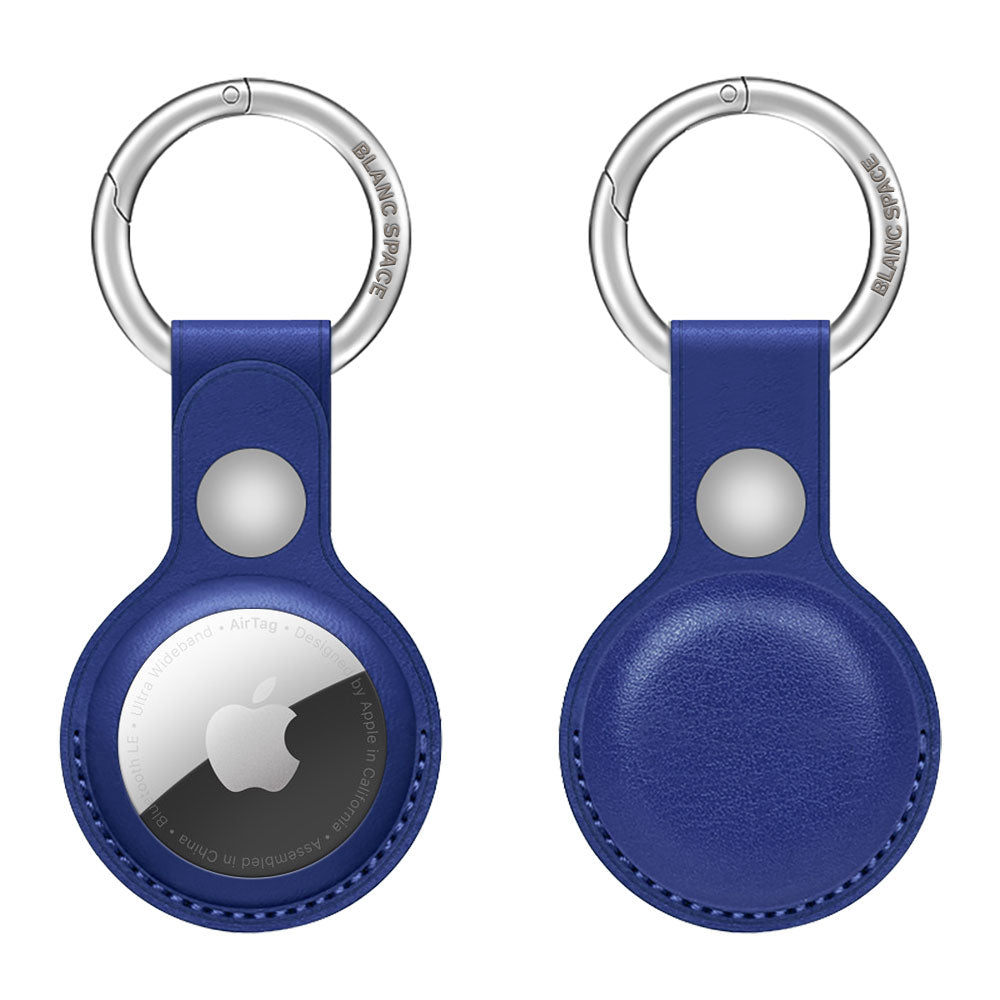 AirTag Leather Key Ring Holder Airtag Holder Ocean Blue Blanc Space