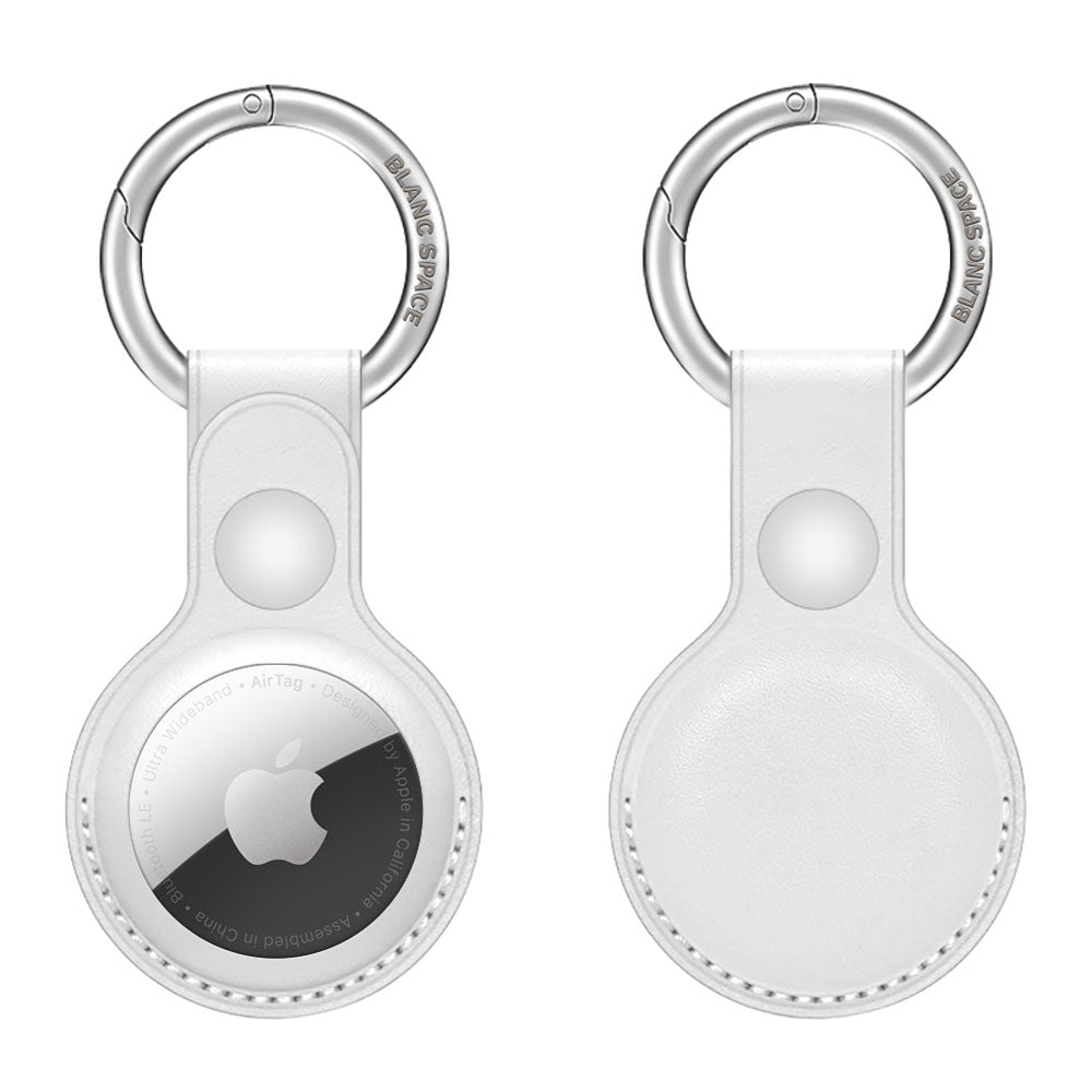 AirTag Leather Key Ring Holder Airtag Holder Ice White Blanc Space