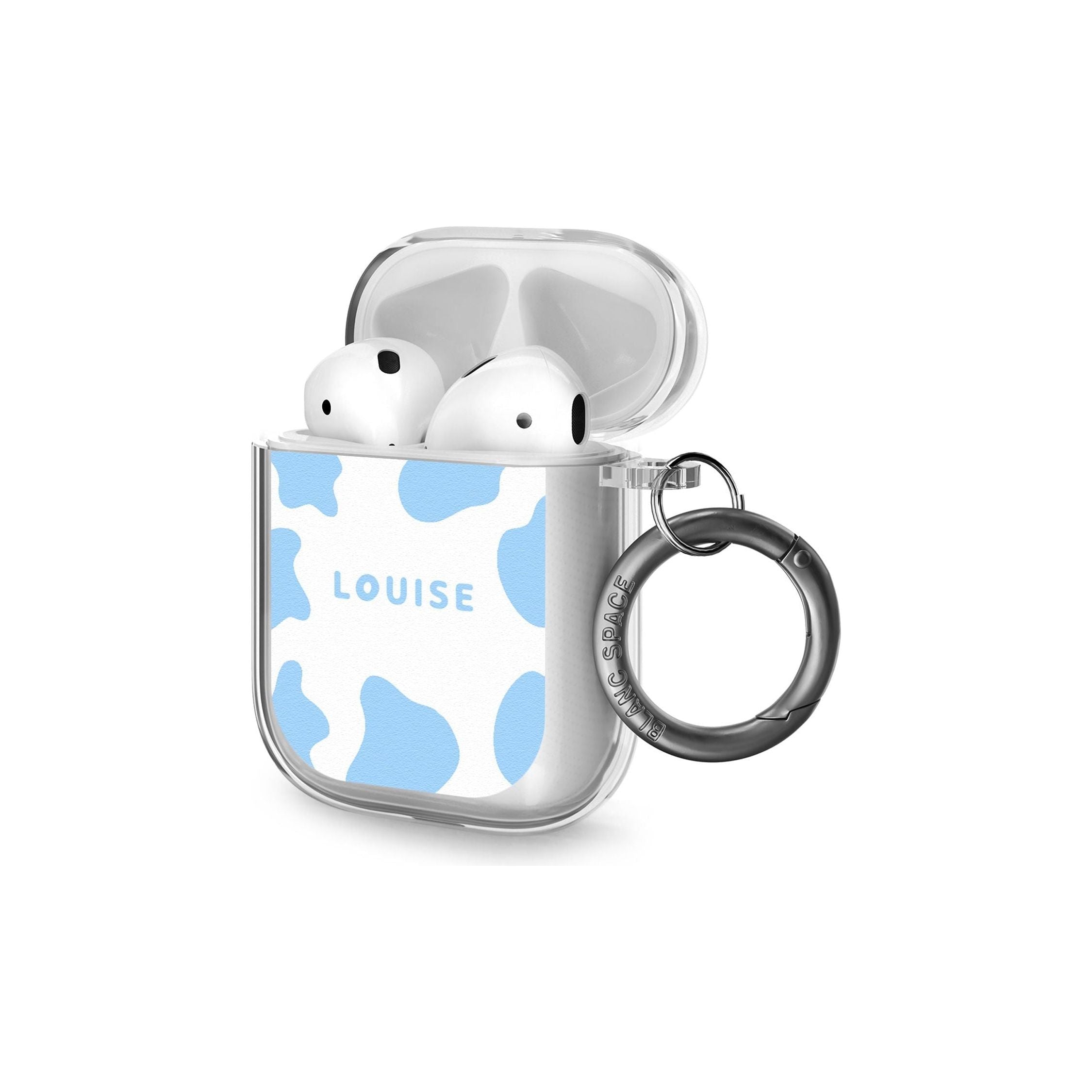 Personalised Blue and White Cow Print AirPods Case (2nd Generation)
