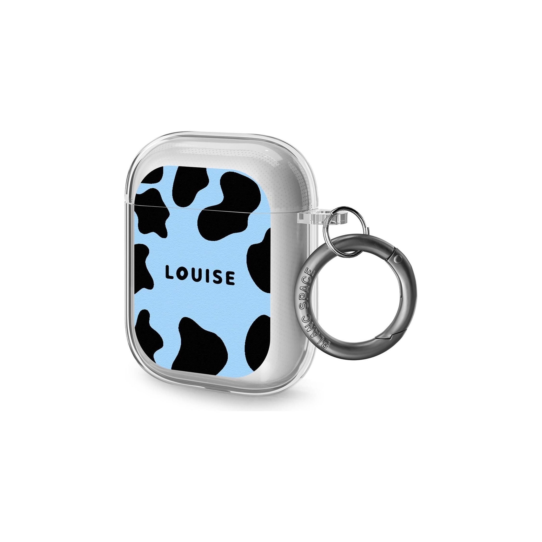 Personalised Blue and Black Cow Print AirPods Case (2nd Generation)