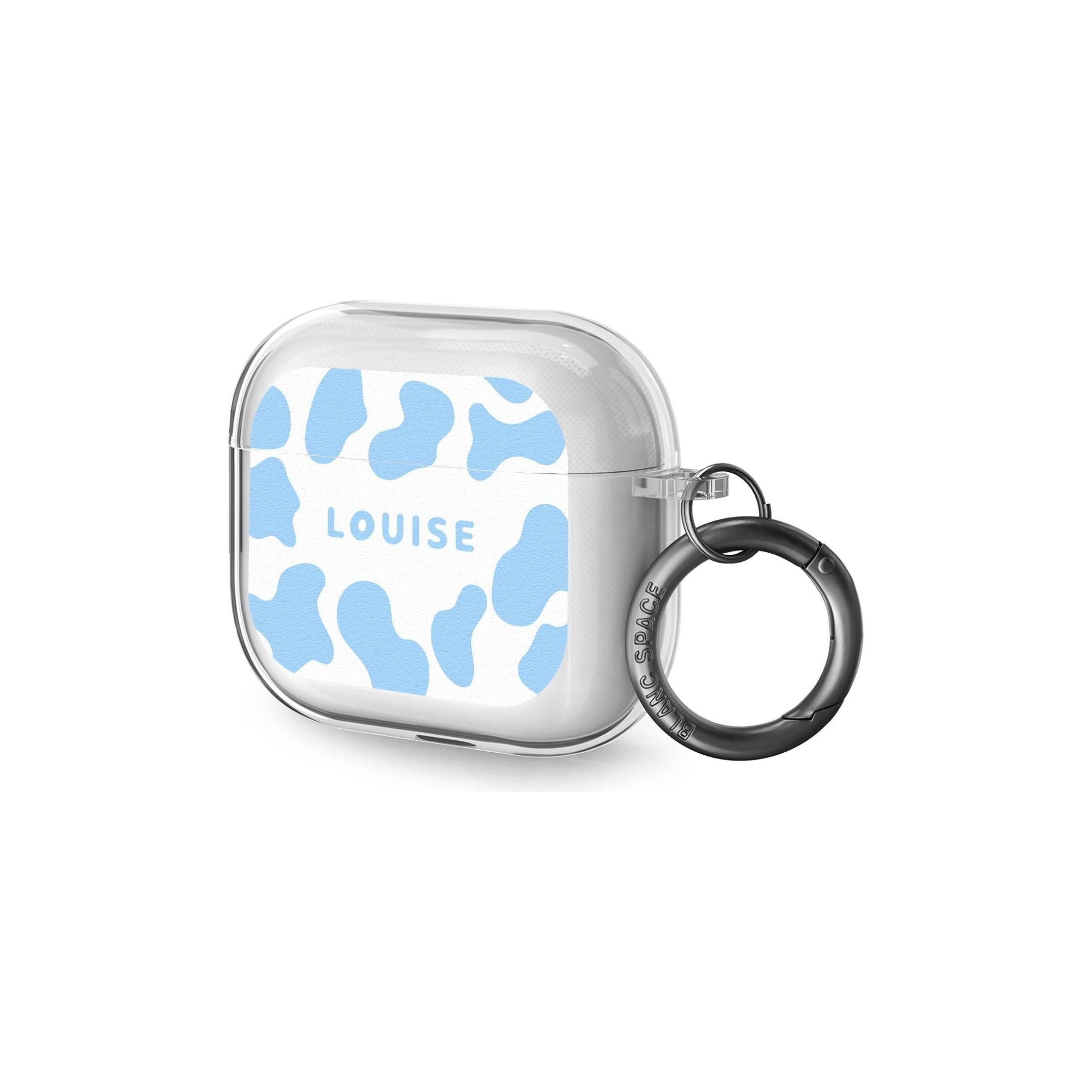 Personalised Blue and White Cow Print AirPods Case (3rd Generation)
