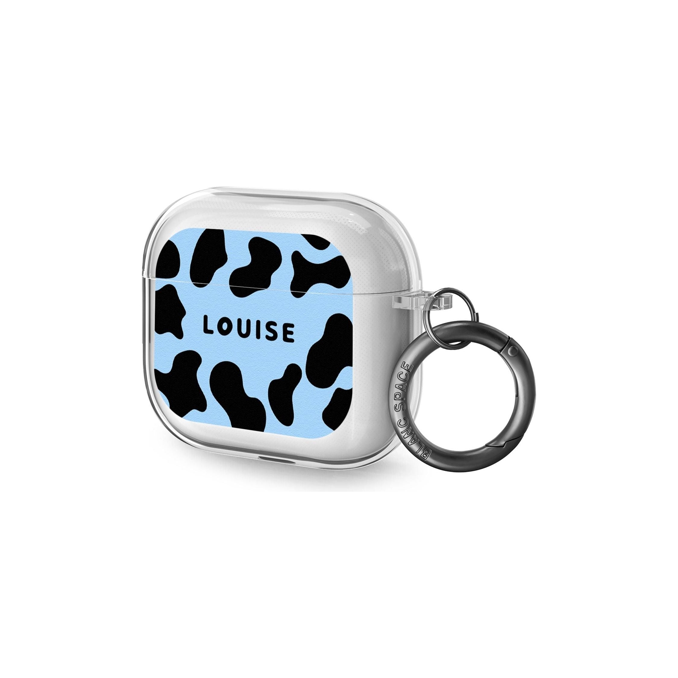 Personalised Blue and Black Cow Print AirPods Case (3rd Generation)
