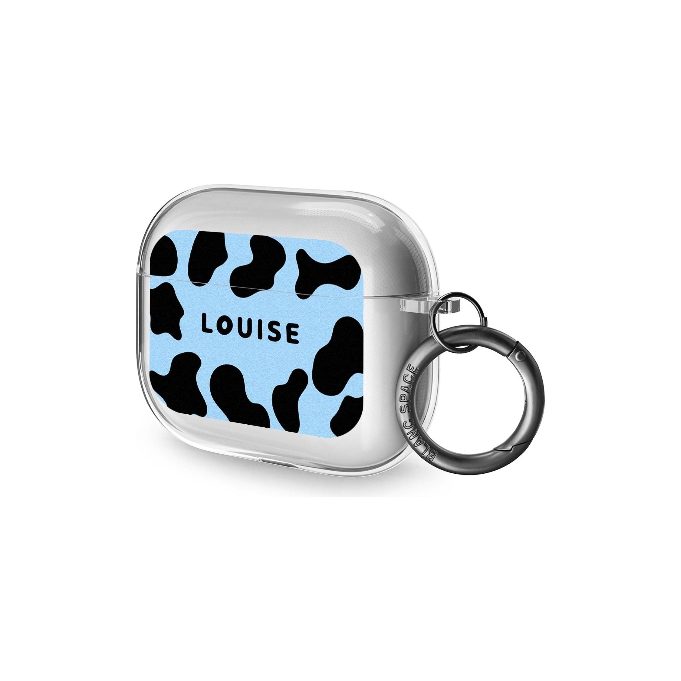 Personalised Blue and Black Cow Print AirPods Pro Case