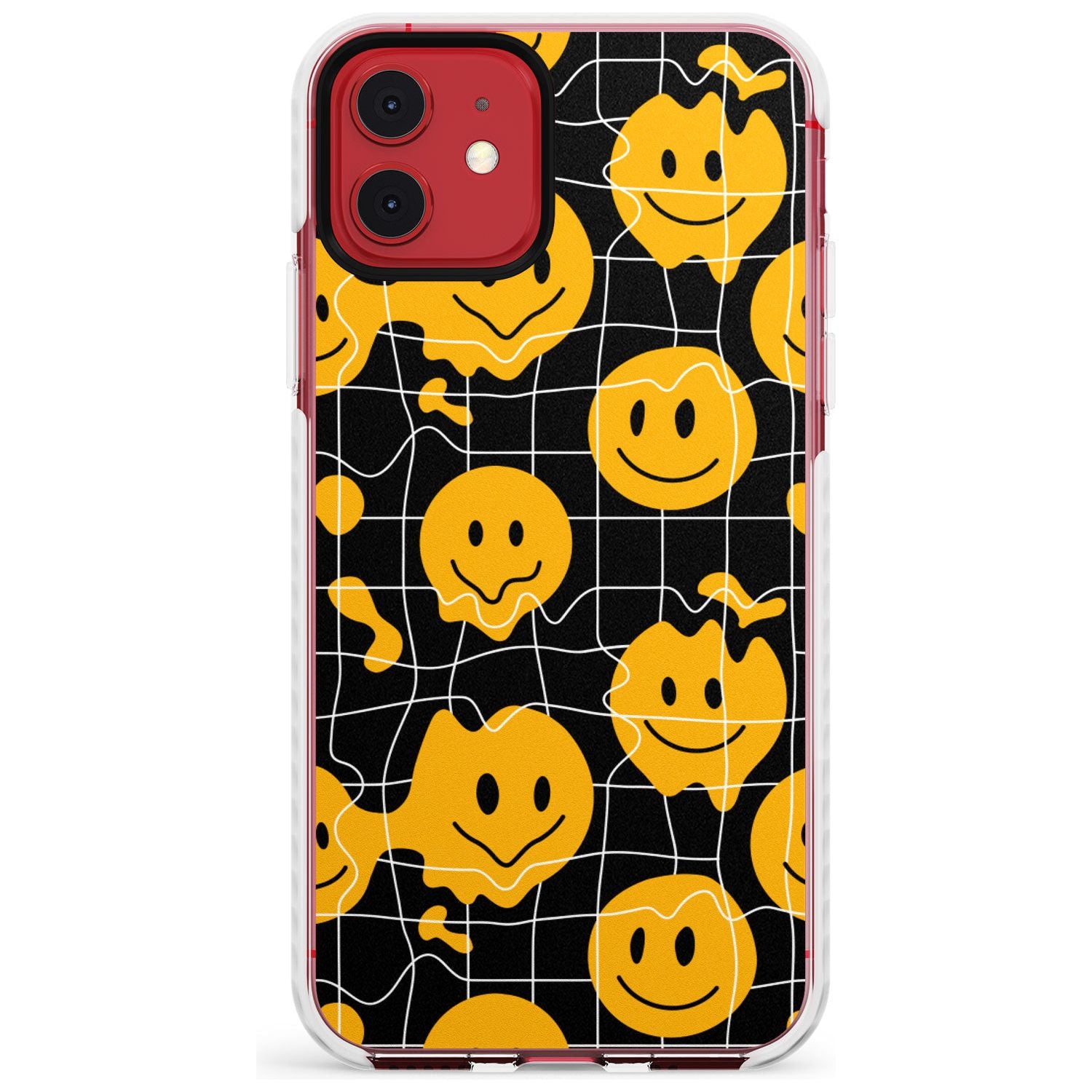 Acid Face Grid Pattern Impact Phone Case for iPhone 11