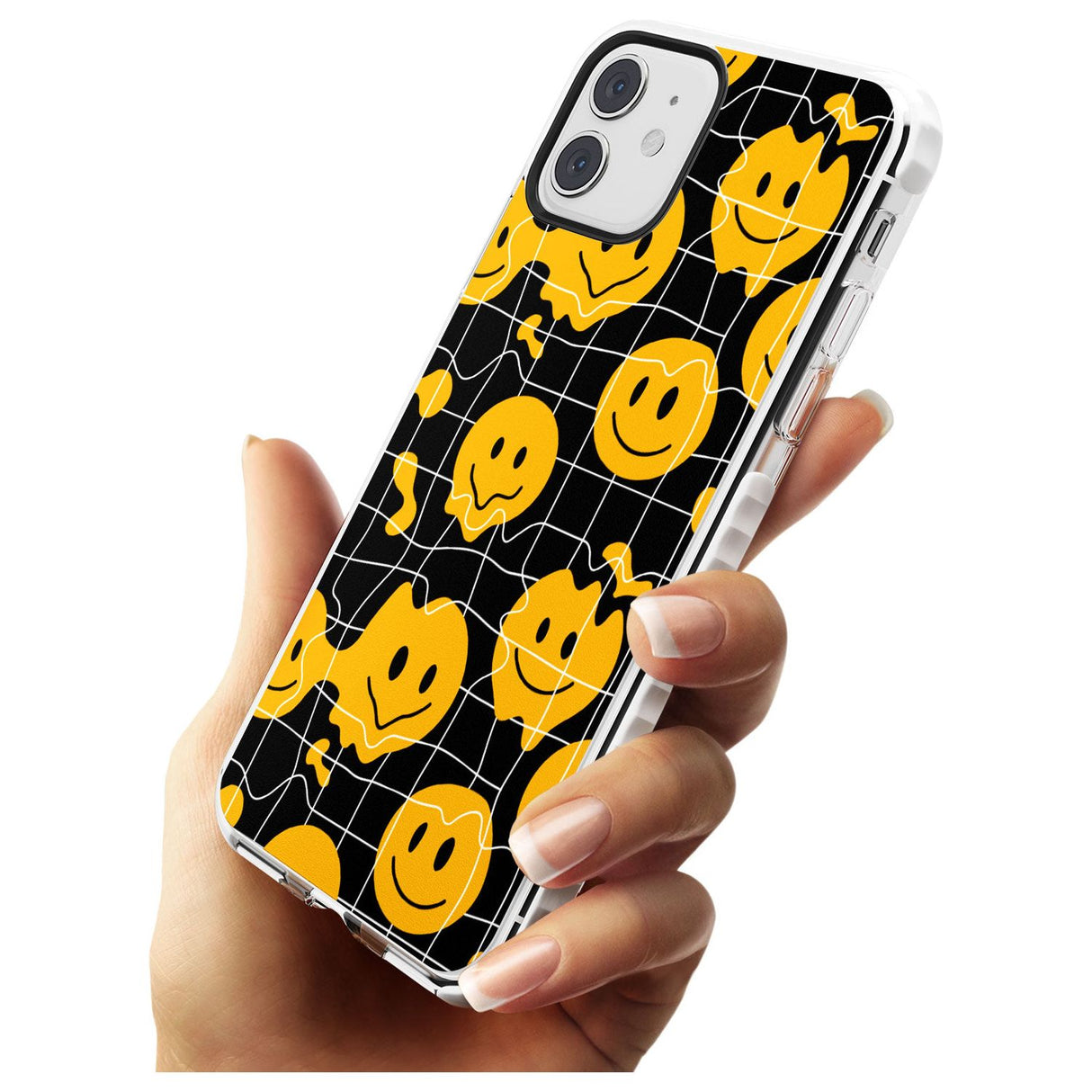 Acid Face Grid Pattern Impact Phone Case for iPhone 11