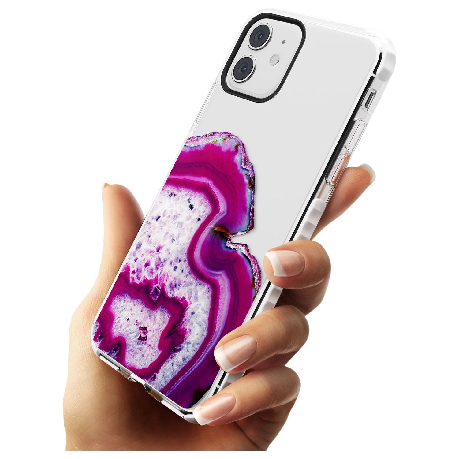 Violet & White Swirl Agate Crystal Clear Design Impact Phone Case for iPhone 11