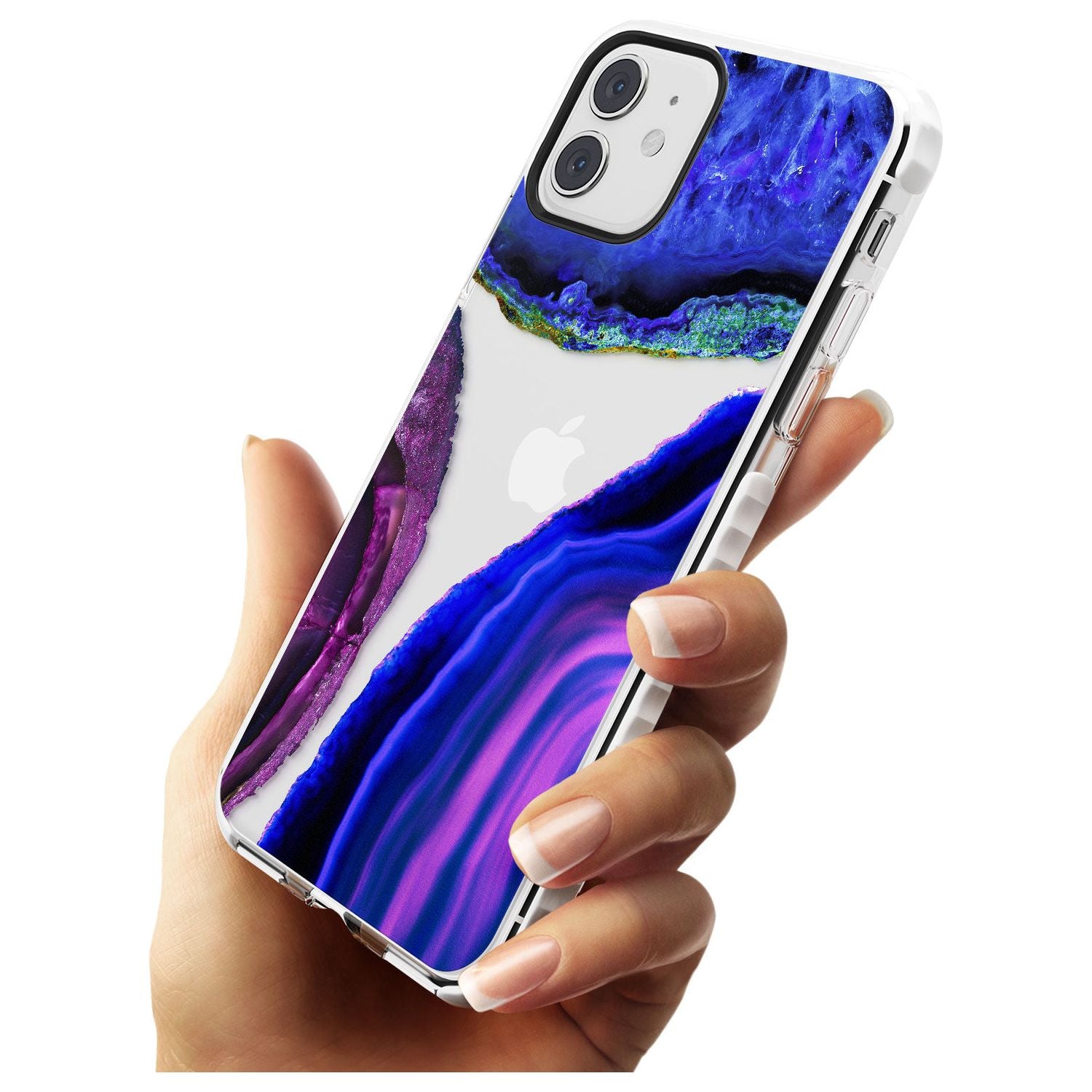 Purple & Blue Agate Gemstone Clear Design Impact Phone Case for iPhone 11