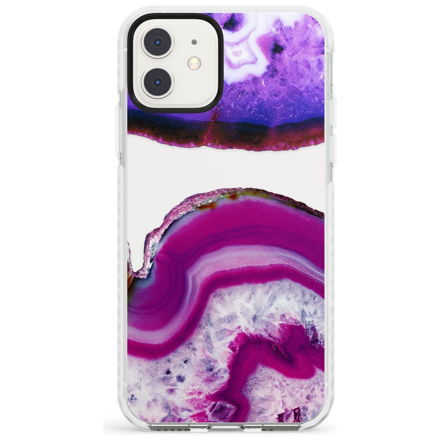 Purple & White Gemstone Crystal Clear Design Impact Phone Case for iPhone 11