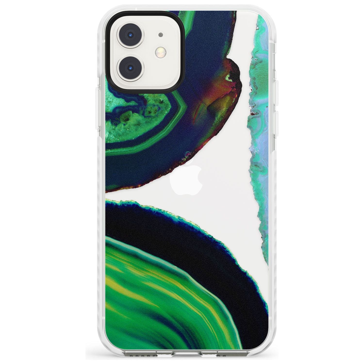 Green & Navy Gemstone Crystal Clear Design Impact Phone Case for iPhone 11