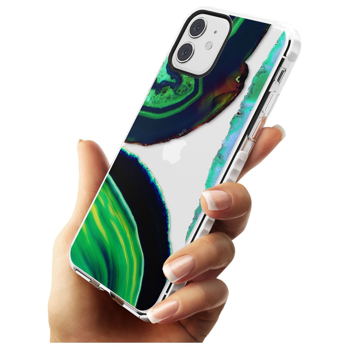 Green & Navy Gemstone Crystal Clear Design Impact Phone Case for iPhone 11