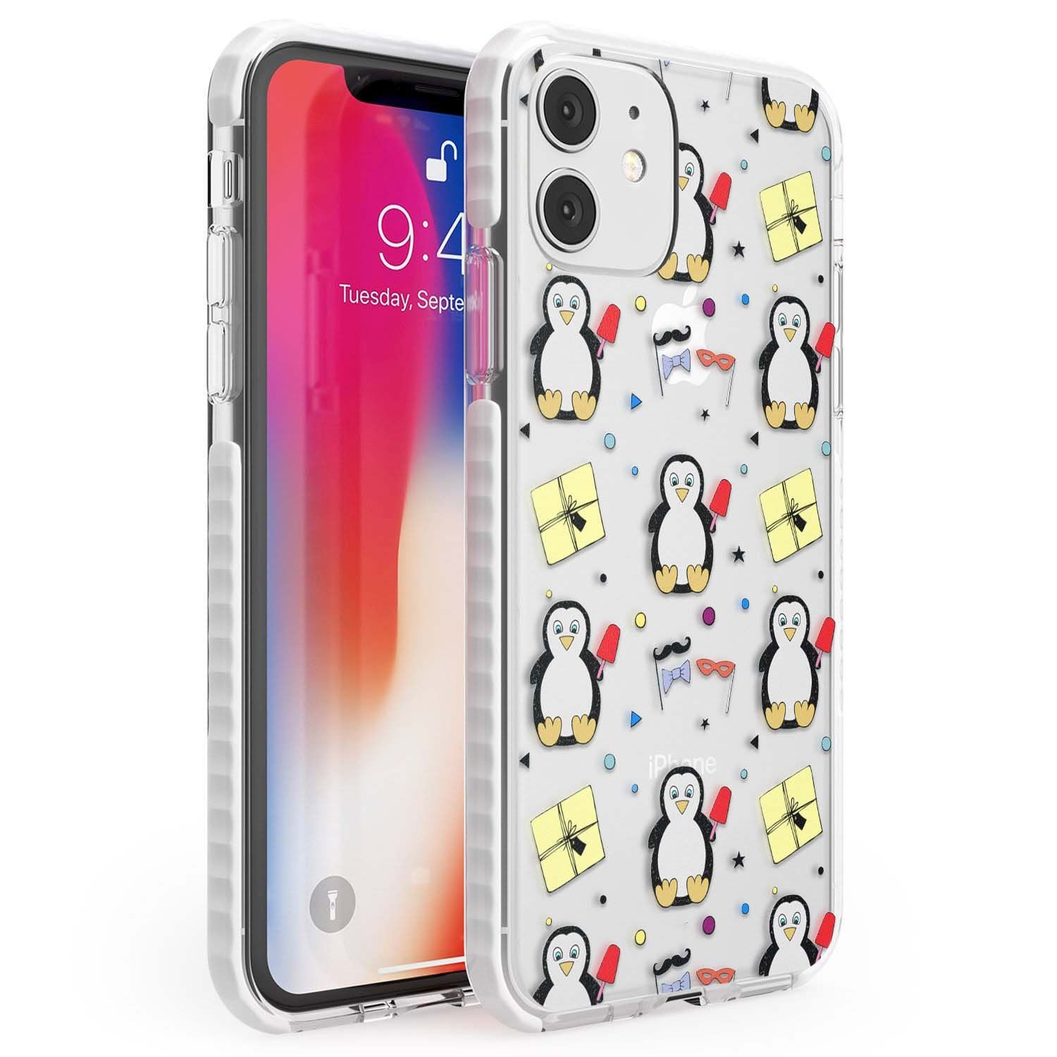 Cute Penguin Pattern Clear Phone Case iPhone 11 / Impact Case,iPhone 12 / Impact Case,iPhone 12 Mini / Impact Case Blanc Space