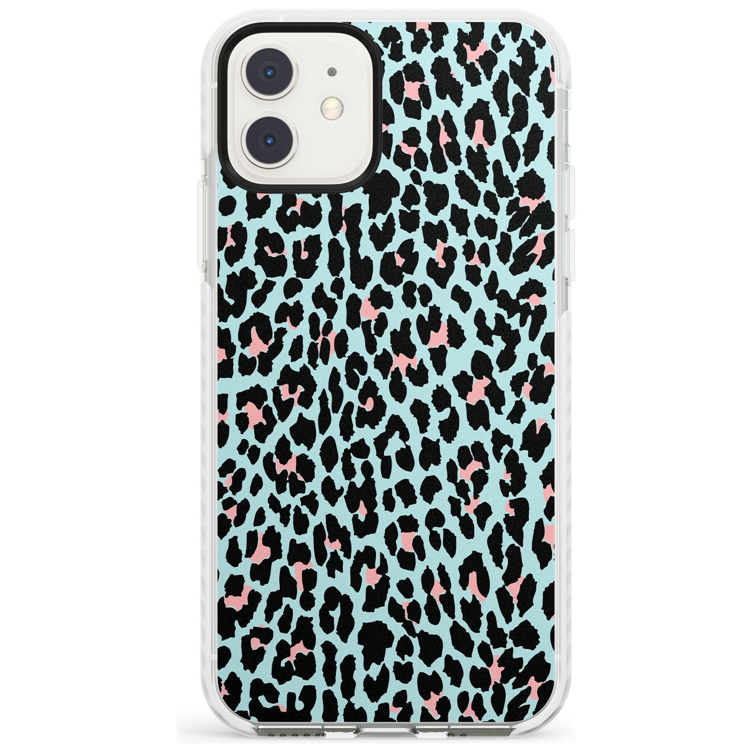 Light Pink on Blue Leopard Print Pattern Impact Phone Case for iPhone 11