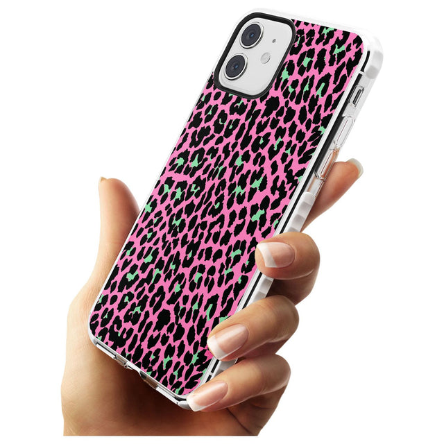Green on Pink Leopard Print Pattern Impact Phone Case for iPhone 11