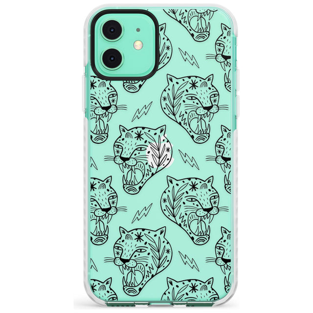 Black Tiger Roar Pattern Impact Phone Case for iPhone 11