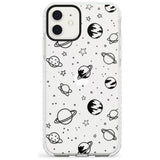 Outer Space Outlines: Black on Clear Slim TPU Phone Case for iPhone 11