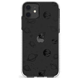 Outer Space Outlines: Black on Clear Slim TPU Phone Case for iPhone 11