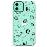 Outer Space Outlines: Black on Clear Slim TPU Phone Case for iPhone 11