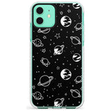 Outer Space Outlines: White on Black Slim TPU Phone Case for iPhone 11