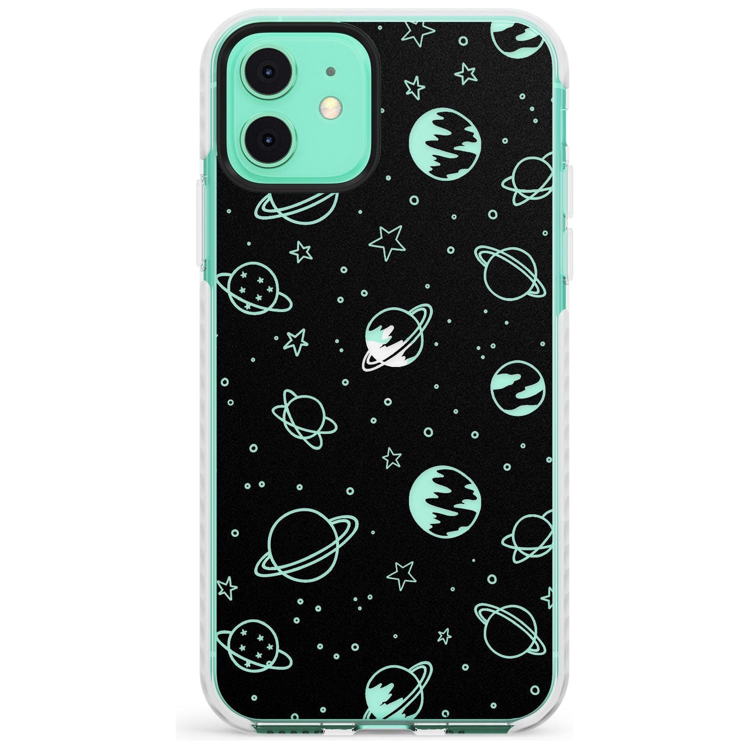 Outer Space Outlines: Clear on Black Slim TPU Phone Case for iPhone 11