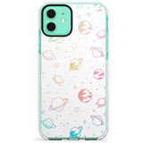 Outer Space Outlines: Pastels on White Slim TPU Phone Case for iPhone 11