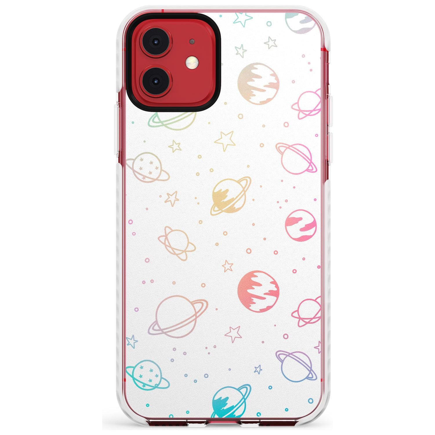 Outer Space Outlines: Pastels on White Slim TPU Phone Case for iPhone 11