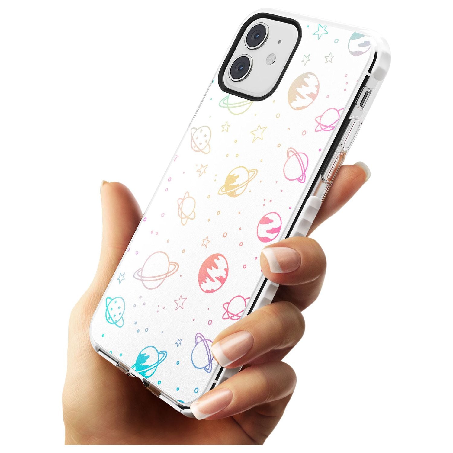 Outer Space Outlines: Pastels on White Slim TPU Phone Case for iPhone 11