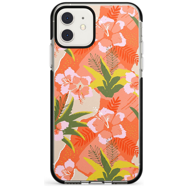 Hawaiian Flowers Abstract Pattern iPhone Case  Black Impact Phone Case - Case Warehouse