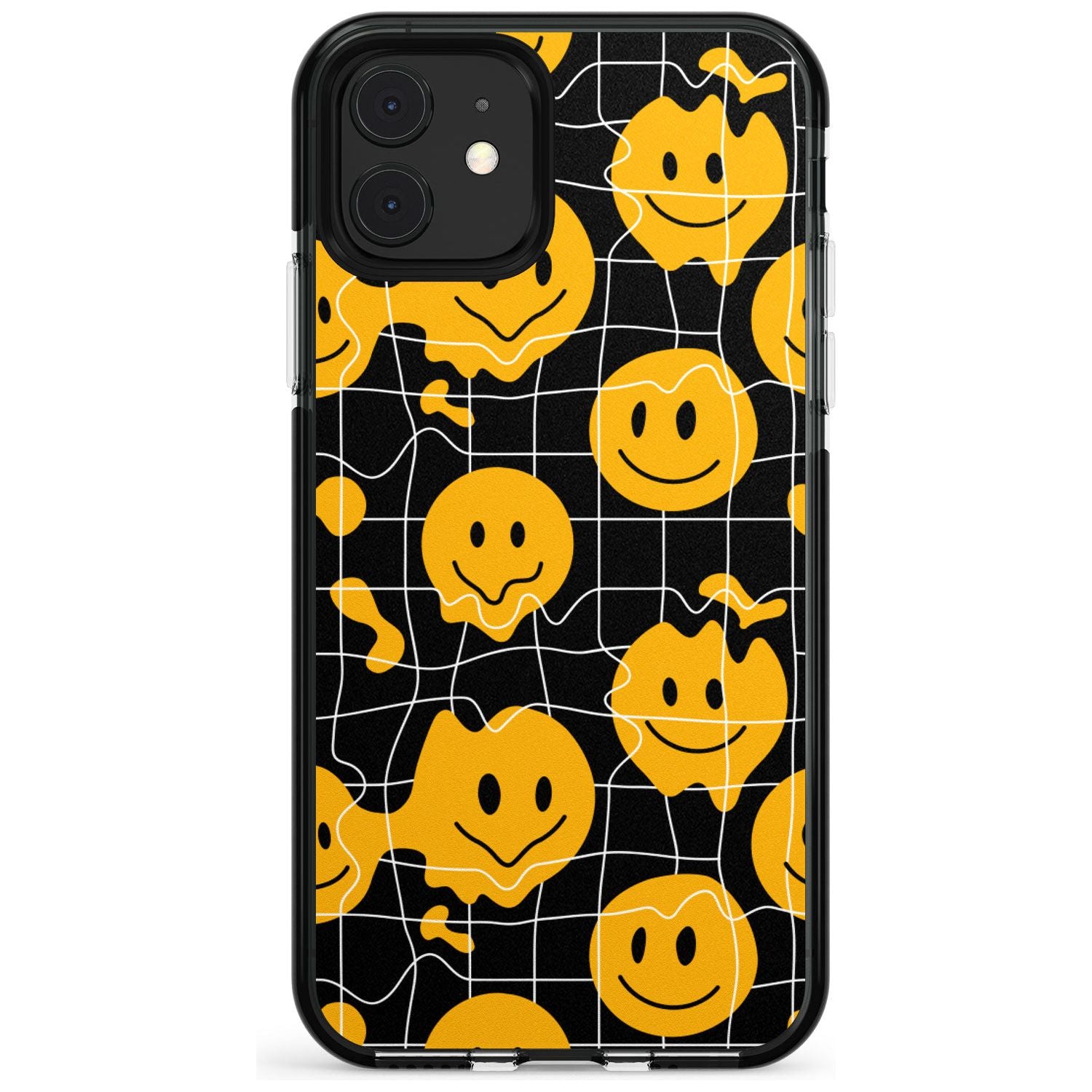 Acid Face Grid Pattern Black Impact Phone Case for iPhone 11 Pro Max