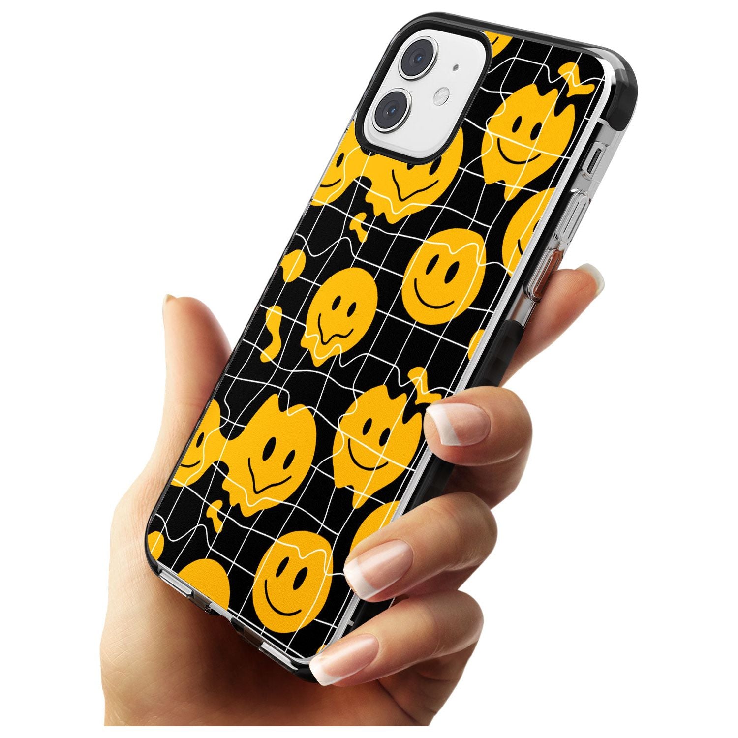 Acid Face Grid Pattern Black Impact Phone Case for iPhone 11 Pro Max