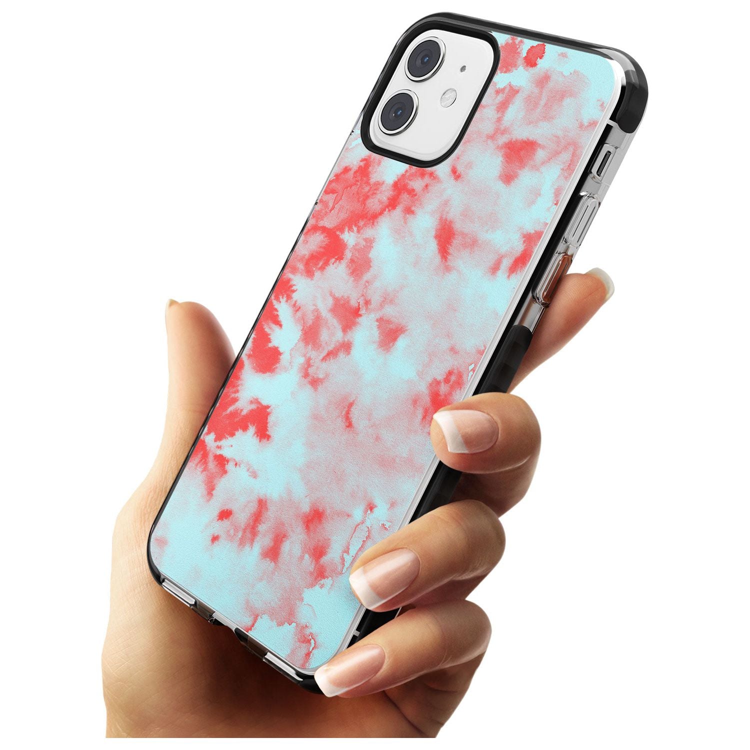 Red & Blue Acid Wash Tie-Dye Pattern Black Impact Phone Case for iPhone 11