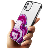 Violet & White Swirl Agate Crystal Clear Design Black Impact Phone Case for iPhone 11