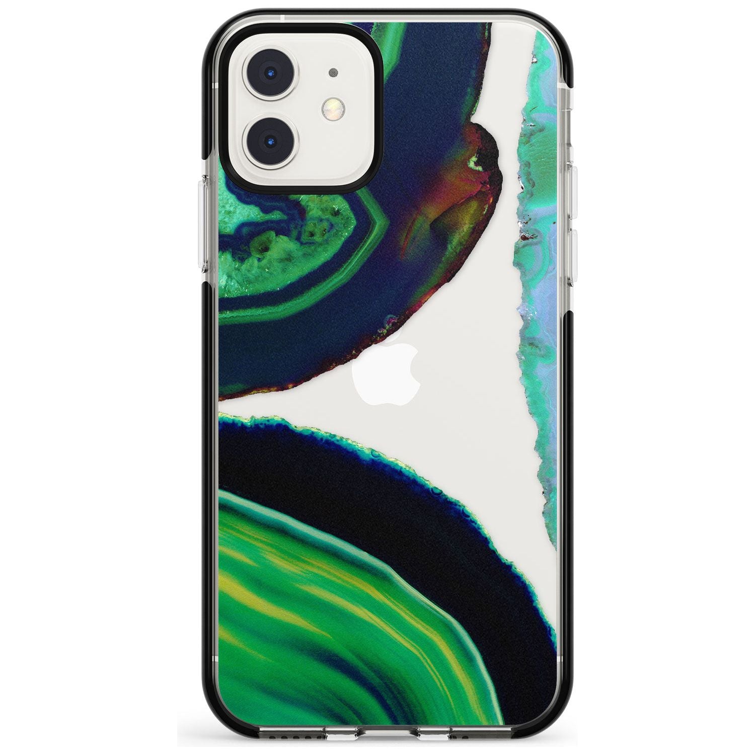 Green & Navy Gemstone Crystal Clear Design Black Impact Phone Case for iPhone 11