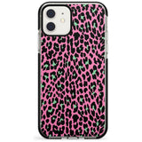 Green on Pink Leopard Print Pattern Black Impact Phone Case for iPhone 11