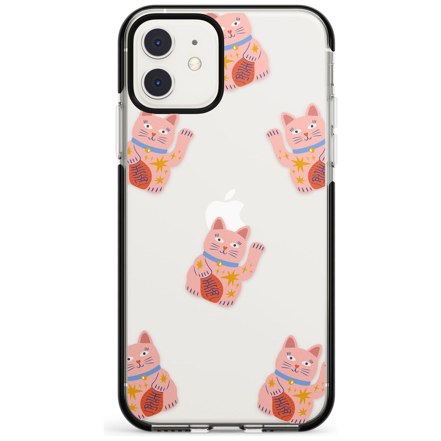 Waving Cat Pattern Black Impact Phone Case for iPhone 11 Pro Max