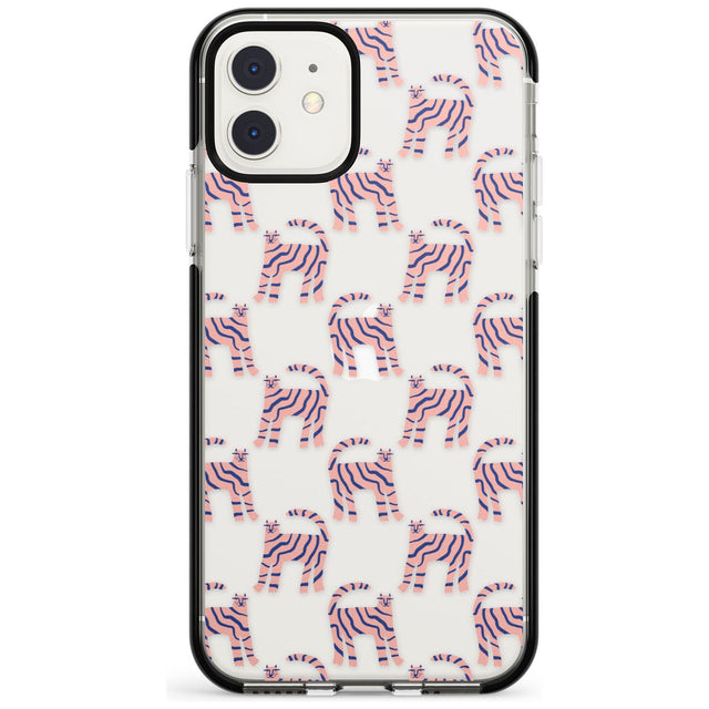 Pink and Blue Cat Pattern Black Impact Phone Case for iPhone 11 Pro Max