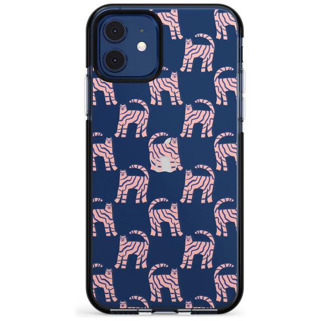 Pink and Blue Cat Pattern Black Impact Phone Case for iPhone 11 Pro Max